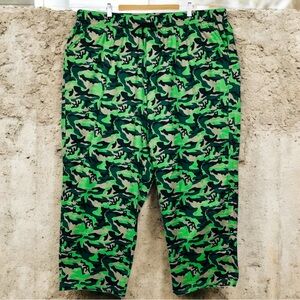 Shein Camouflage Drawstring Elastic Swishy Windbreaker Jogger Pants Green 6XL